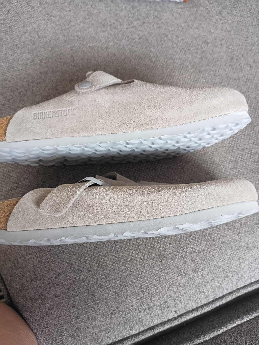 Birkenstock Suede Clog Mules in Light Gray - Picture 3 of 6